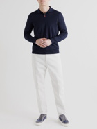 Kiton - Cashmere and Silk-Blend Half-Zip Polo Shirt - Blue