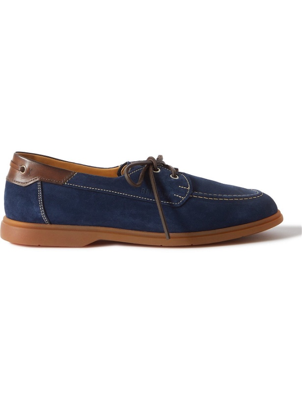 Photo: Berluti - Latitude Leather-Trimmed Suede Boat Shoes - Blue