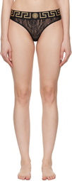 Versace Black Greca Border Lace Briefs