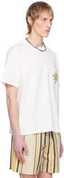 Bode White Embroidered Bouquet Pocket T-Shirt