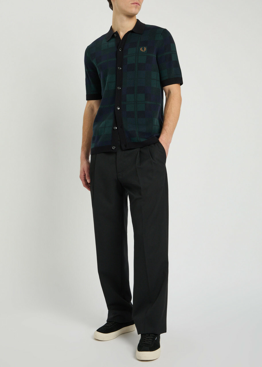 Fred Perry Tartan Cotton Shirt Navy