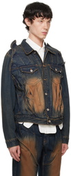 Juntae Kim Blue Gathered Denim Jacket