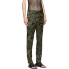 Dries Van Noten Black and Green Jacquard Patrini Trousers