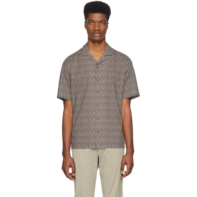 Photo: Z Zegna Brown and Navy Pattern Short Sleeve T-Shirt