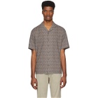 Z Zegna Brown and Navy Pattern Short Sleeve T-Shirt