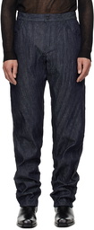 Mugler Blue Spiral Baggy Jeans