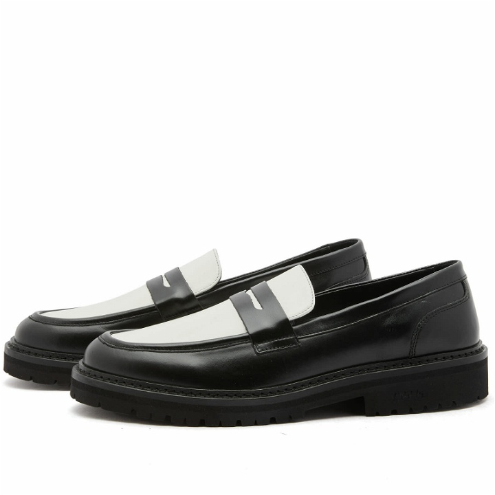 Photo: VINNY'S Men's Richee Two Tone Loafer in Black/White Crust Leather