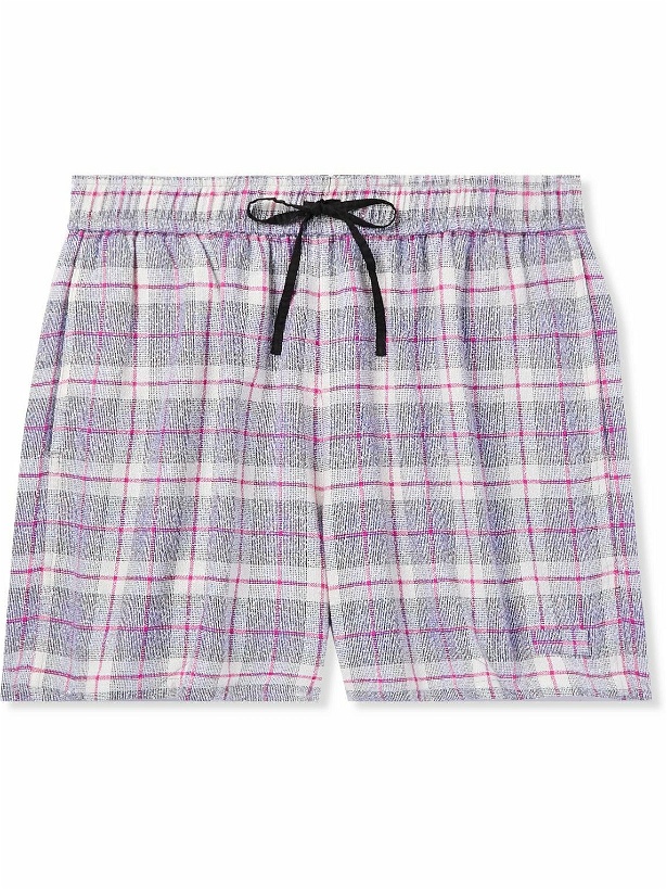 Photo: 4SDesigns - Straight-Leg Checked Wool-Blend Bouclé Drawstring Shorts - Pink