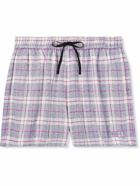 4SDesigns - Straight-Leg Checked Wool-Blend Bouclé Drawstring Shorts - Pink