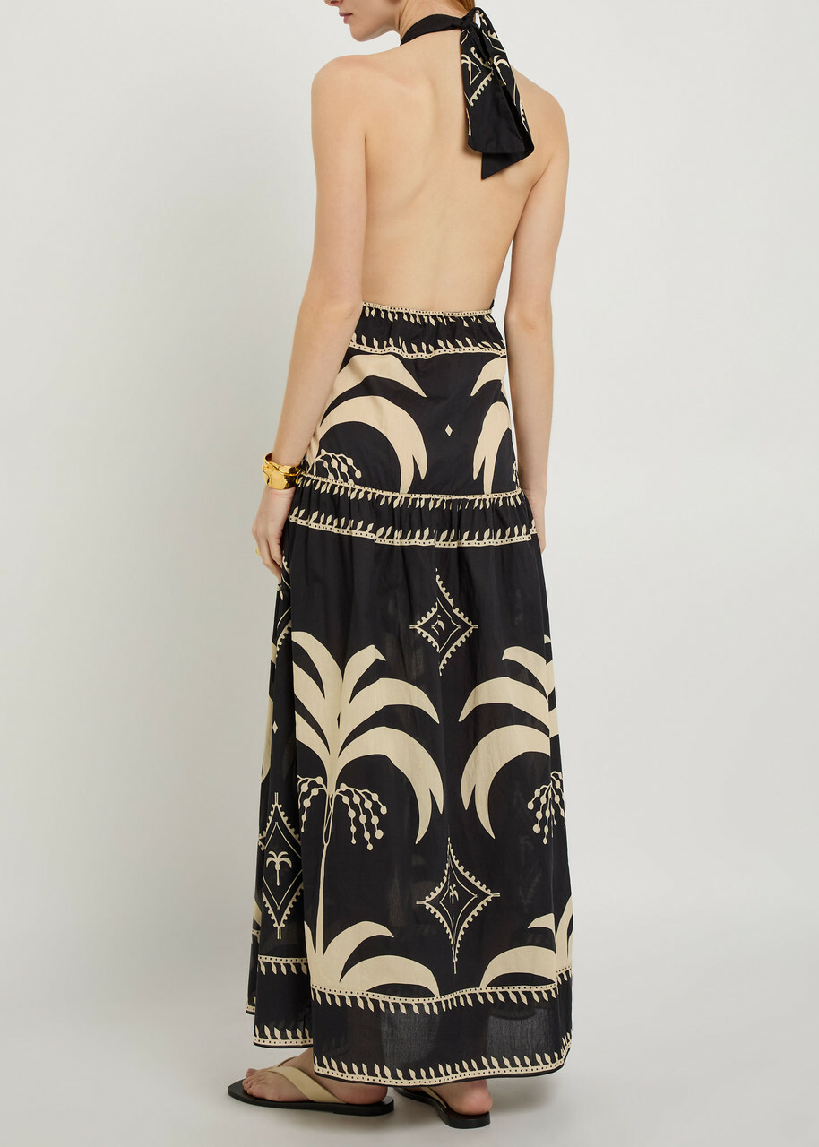 Johanna Ortiz Latin Rhythms Patterned Cotton Maxi Dress Black