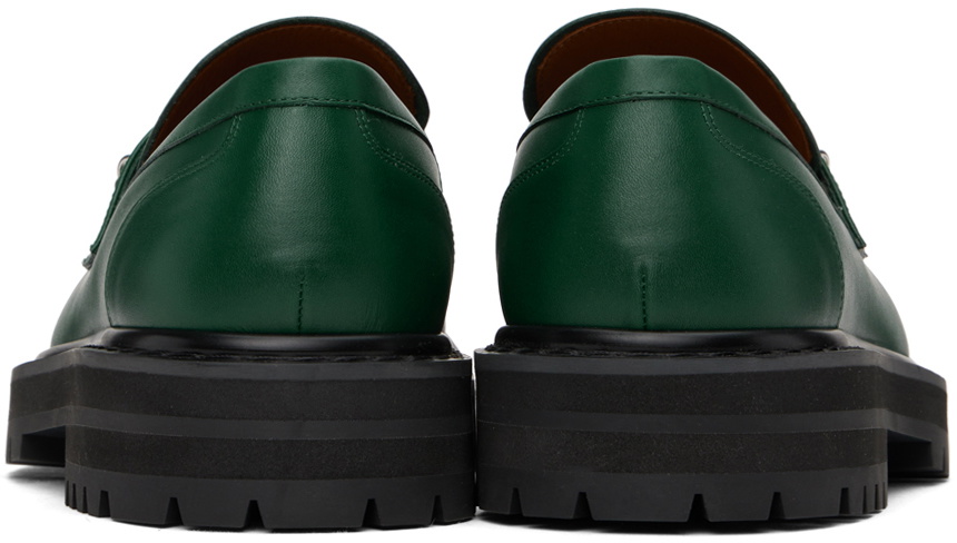 Marni Green Leather Piercing 2.0 Chunky Loafers