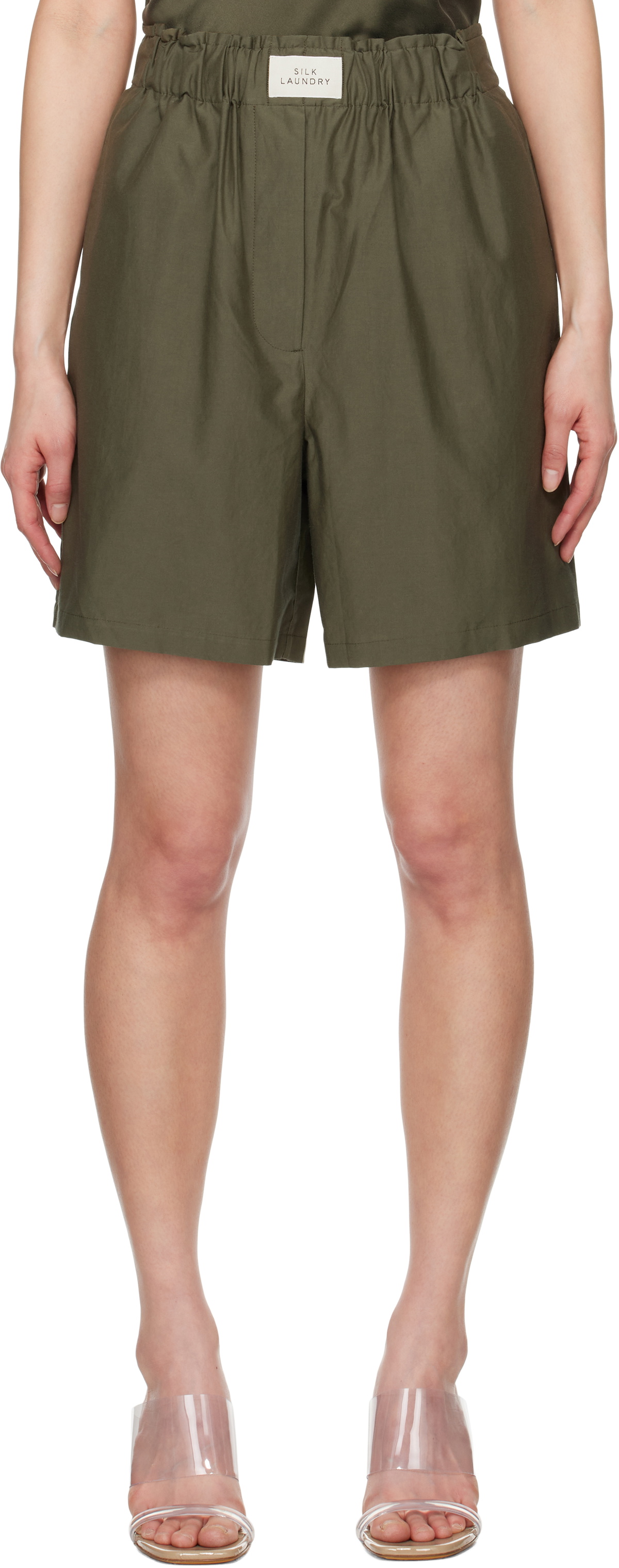 Silk Laundry Green Cotton Silk Boxer Shorts