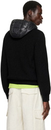 Moncler Black Padded Wool Zip-Up Jacket