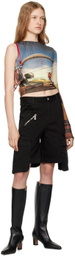 GCDS Black Ultracargo Denim Shorts