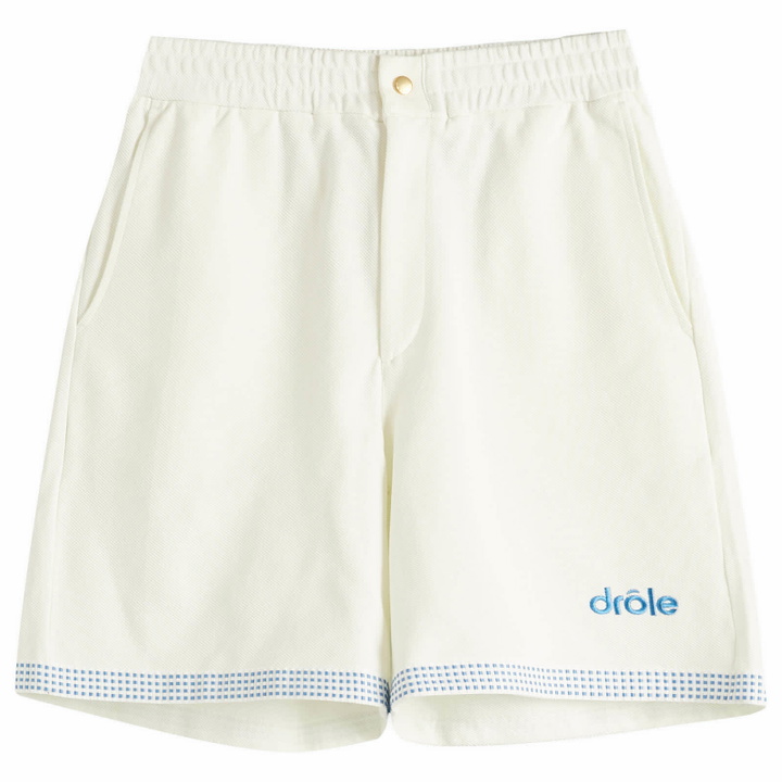 Photo: Drôle de Monsieur Men's Pique Sport Shorts in Off White