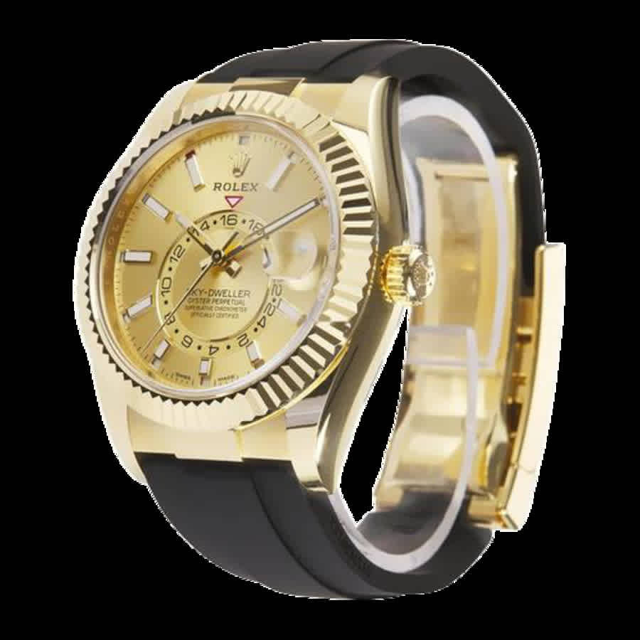Rolex Sky-Dweller Automatic Chronometer 18 kt Yellow Gold Champagne Dial Mens Watch 326238CSR