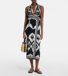 Johanna Ortiz Printed open-back linen midi dress