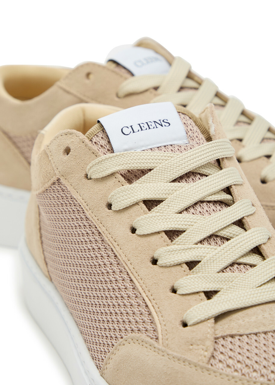 Cleens Luxor Slim Panelled Mesh-knit Sneakers Tan