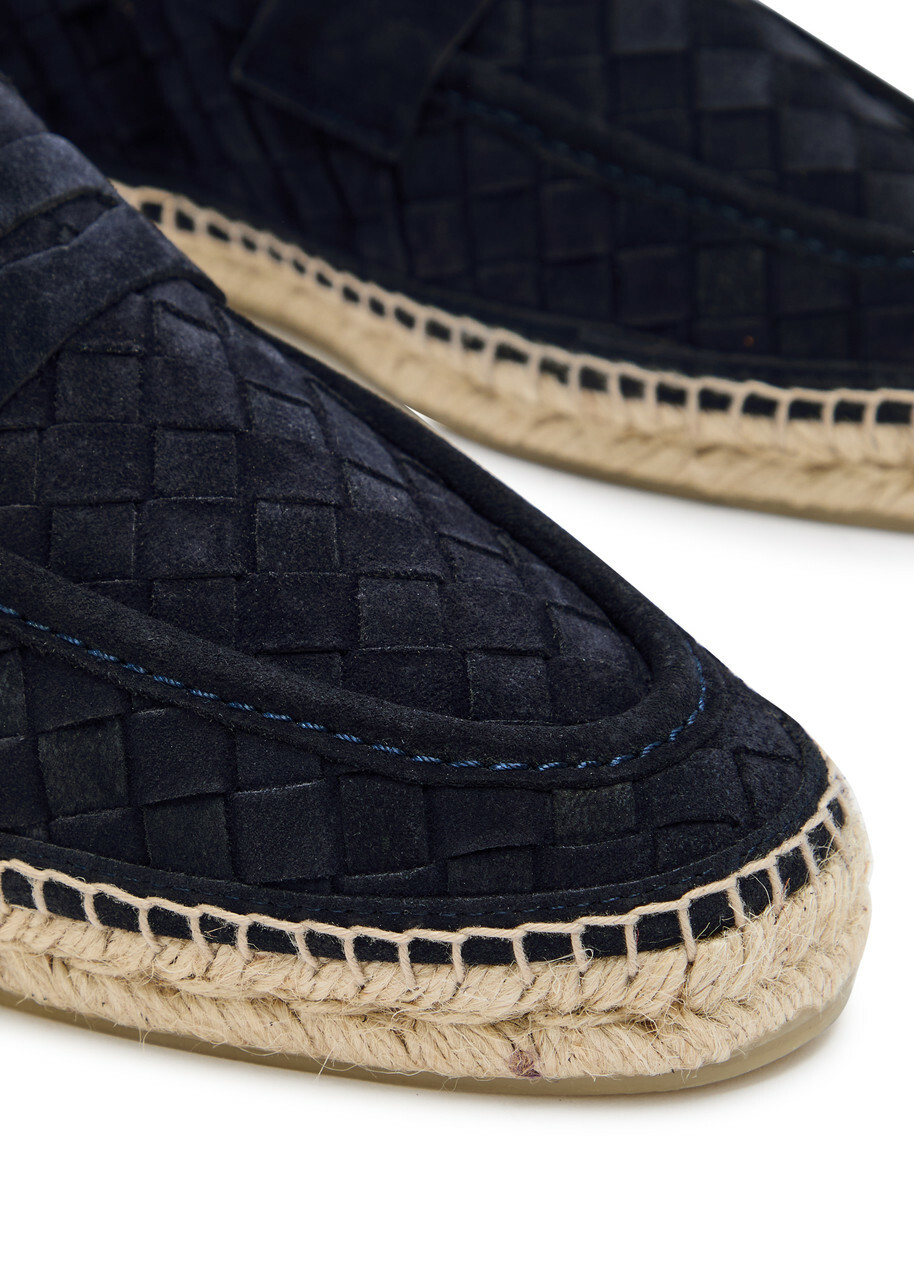 Castañer Nilo Braided Suede Espadrille Loafers Navy