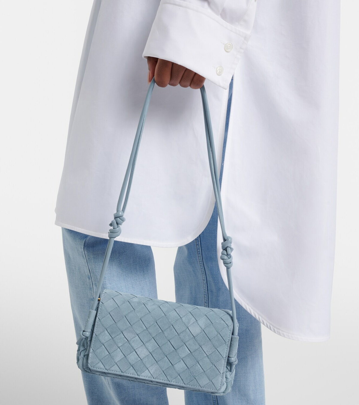 Bottega Veneta Notturno Intrecciato suede crossbody bag