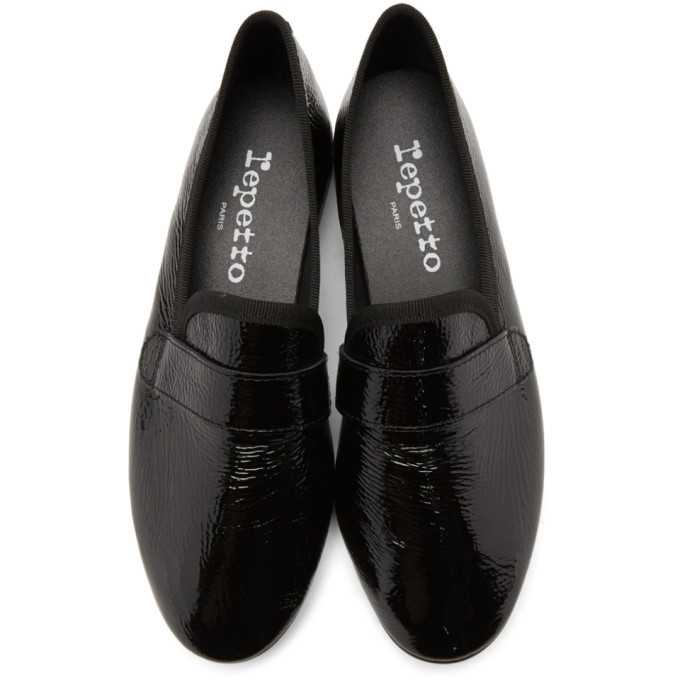 Repetto Black Wrinkled Patent Maestro Loafers