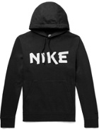 NIKE - Sportswear Club FT Logo-Print Cotton-Blend Jersey Hoodie - Black