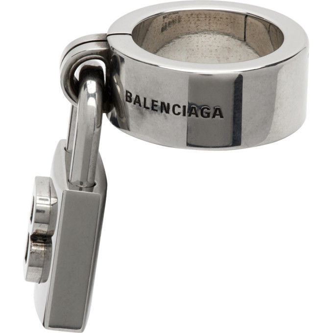 Balenciaga Silver Lock Ring Balenciaga