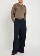 Officine Générale Merino Wool Polo Jumper Light Brown
