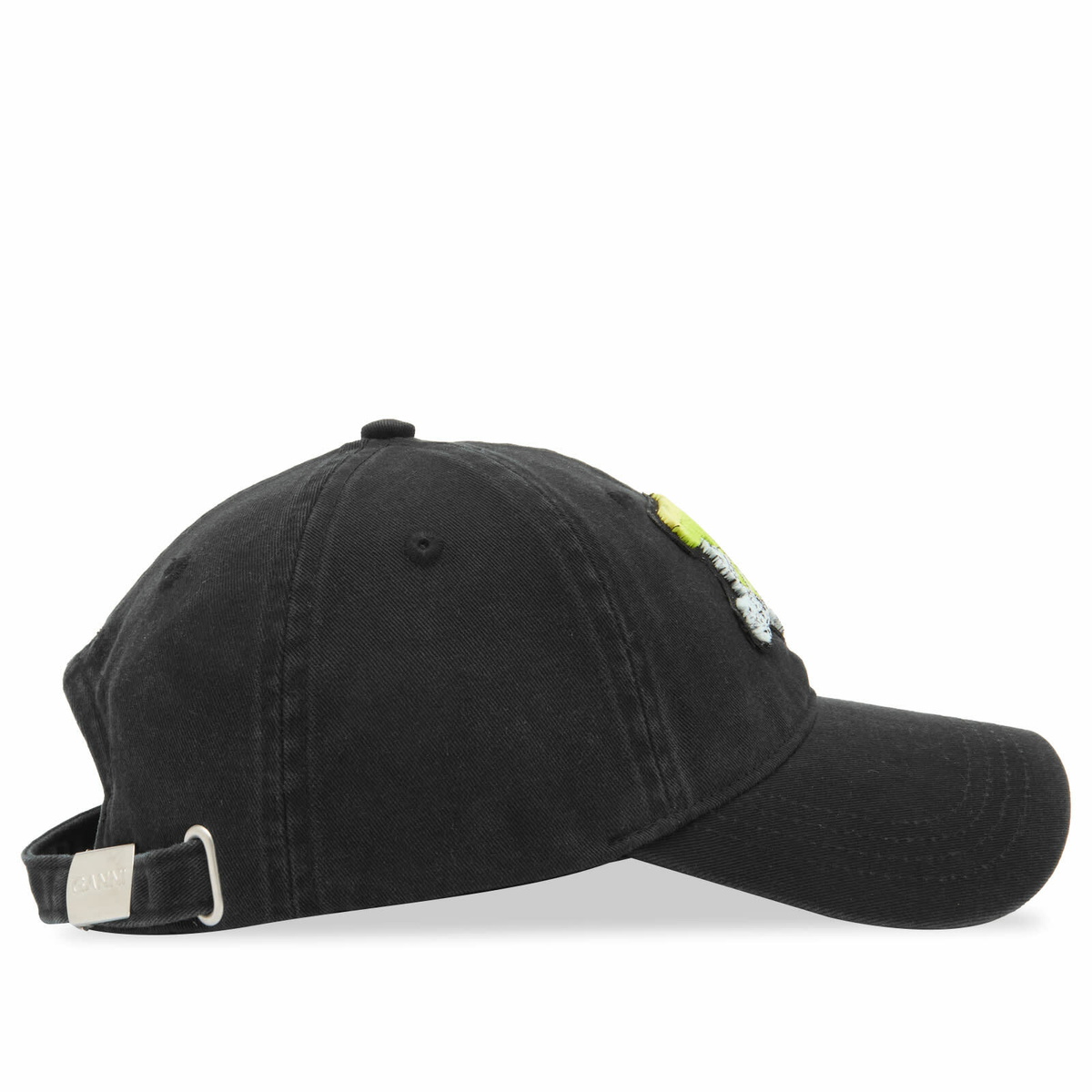 GANNI Women's Washed Cotton Canvas Puppy Cap in Washed Black 