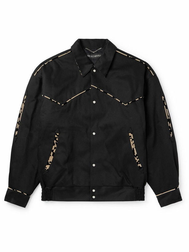 Photo: Wacko Maria - Leopard-Print Velvet-Trimmed Padded Cotton-Canvas Western Jacket - Black