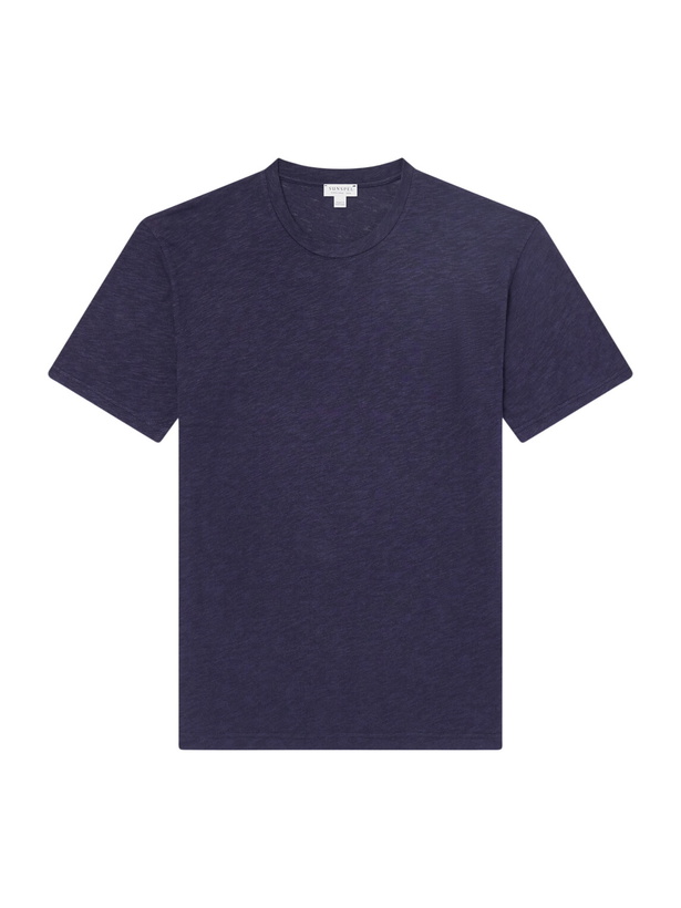 Photo: Sunspel - Cotton and Linen-Blend T-Shirt - Blue