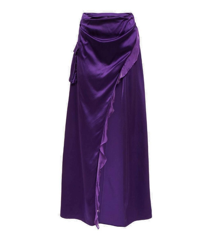 Photo: Didu Asymmetric silk satin maxi skirt