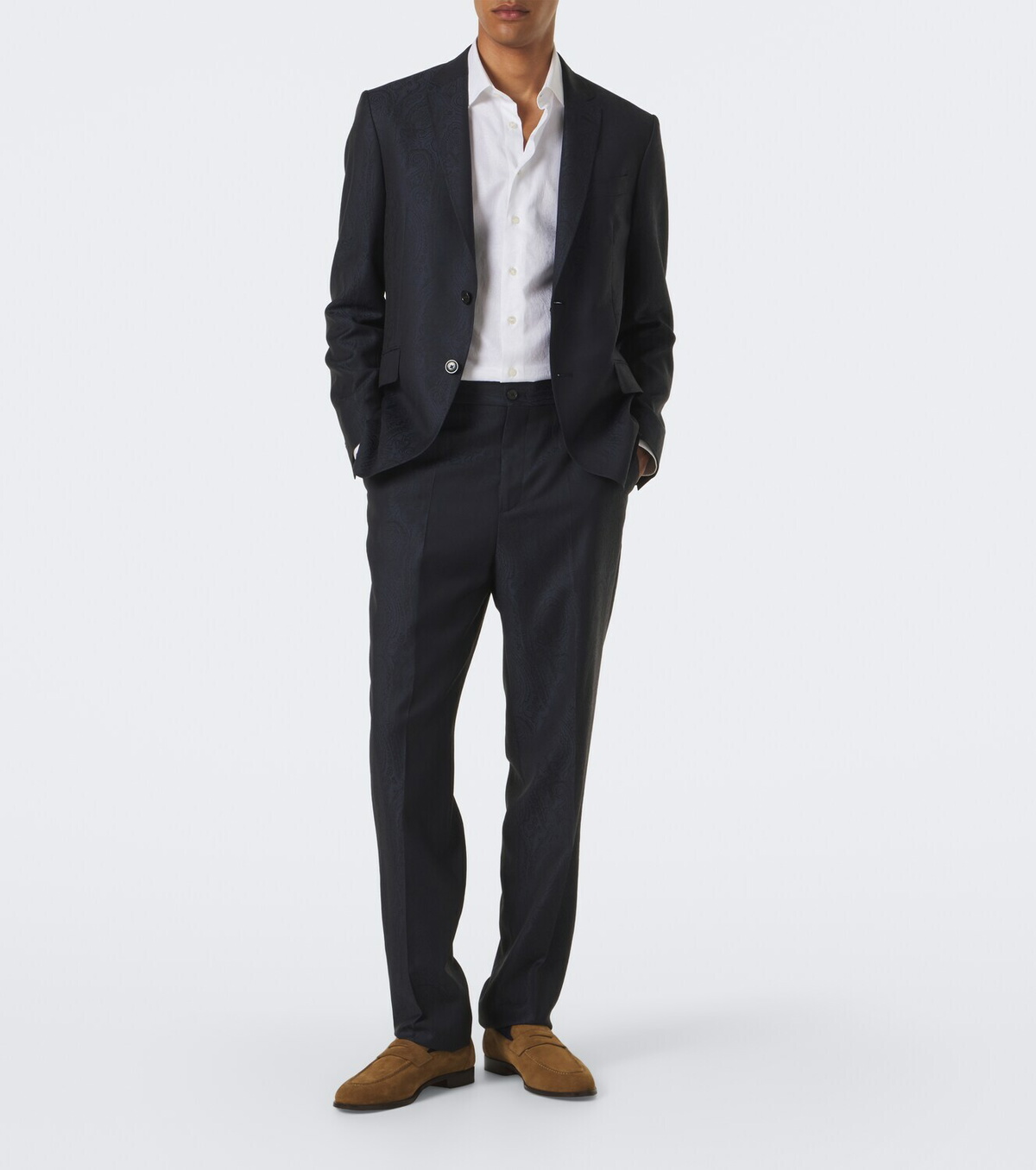 Etro Jacquard virgin wool straight pants