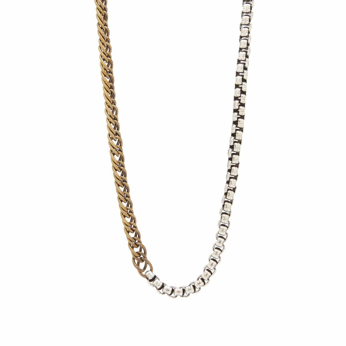 Dries Van Noten Men's Mixed Metal Chain Necklace in Silver/Brass