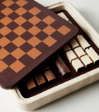 Giobagnara Rodi leather, marble, and wooden chess set
