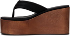 Coperni Black Wooden Branded Wedge Sandals