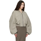 Rick Owens Gray Tower Secchia Cropped Flight Jacket