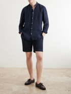 Boglioli - Straight-Leg Stretch Cotton and Linen-Blend Shorts - Blue