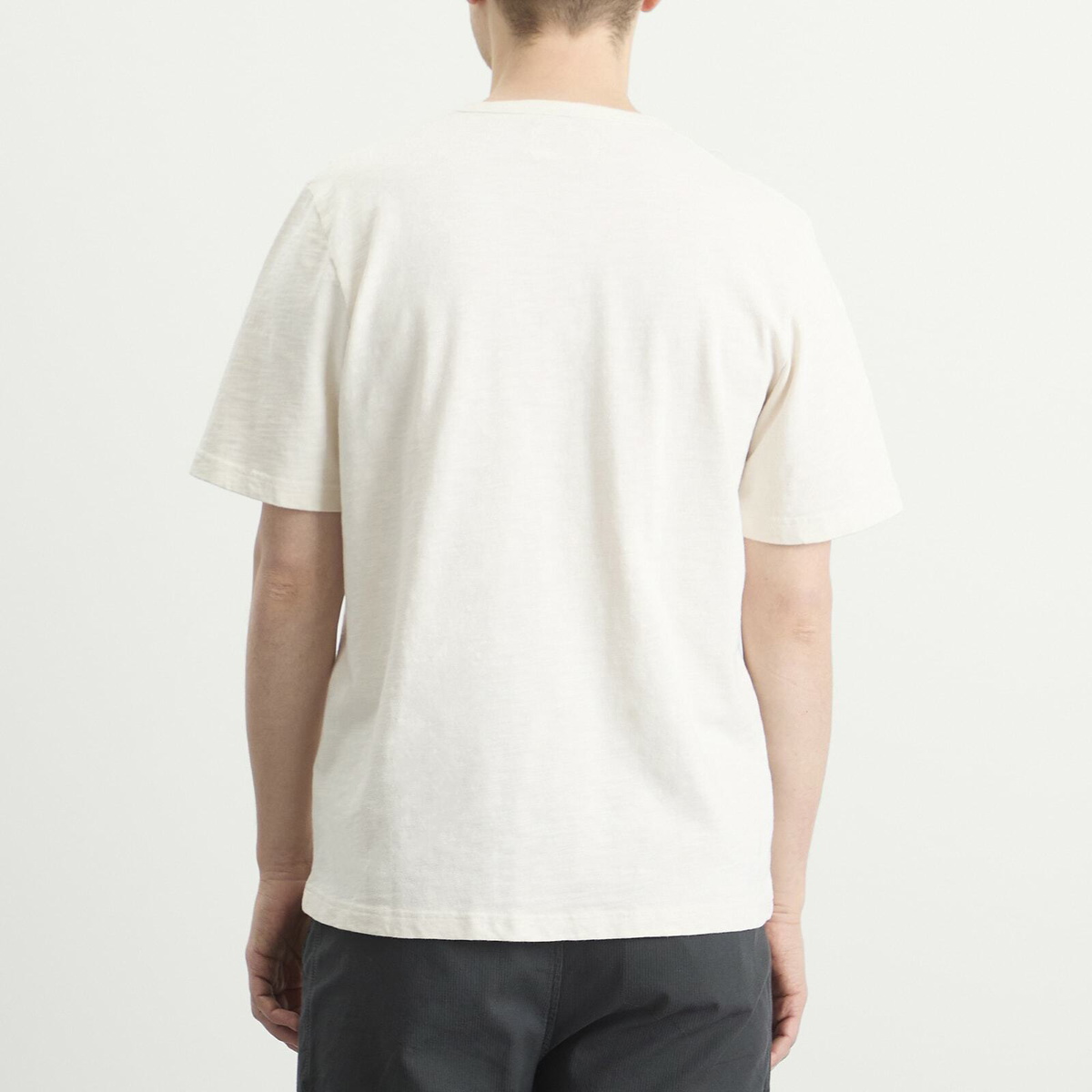 Folk Men's Slub Embroidered T-Shirt in Off White
