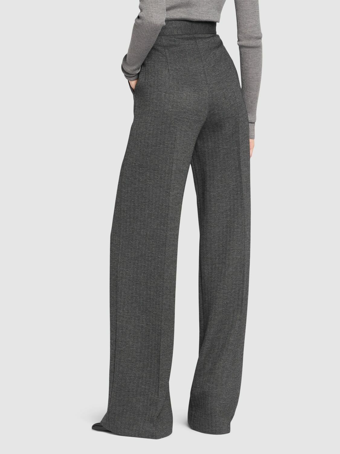 MAX MARA Angora Wool Blend Jacquard Wide Pants