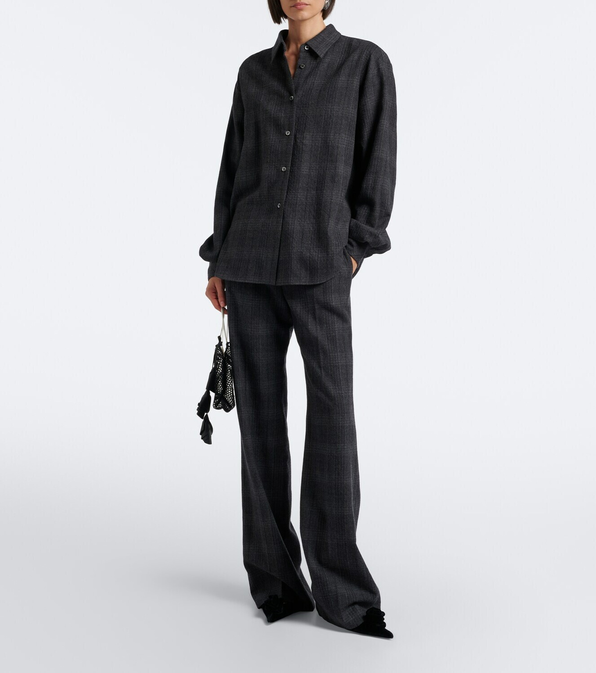 Magda Butrym Plaid virgin wool wide-leg pants