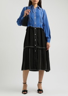 Lovebirds Marlin Silk Crepe de Chine Midi Shirt Dress Black