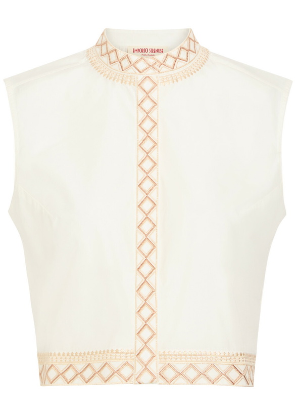 Photo: Emporio Sirenuse Andorra Embroidered Cotton-blend top White
