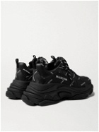 Balenciaga - Triple S Logo-Print Faux Leather Sneakers - Black