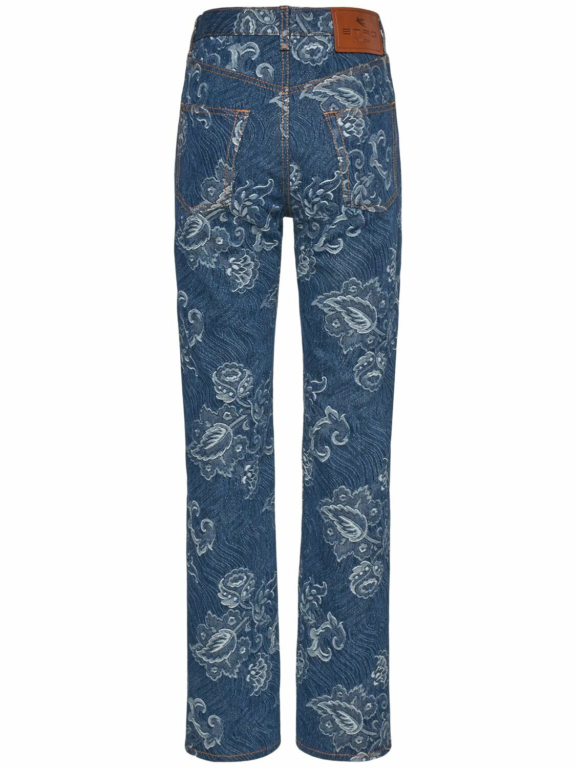 ETRO High Rise Printed Denim Straight Jeans Etro