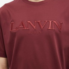 Lanvin Men's Tonal Embroidered Logo T-Shirt in Burgundy