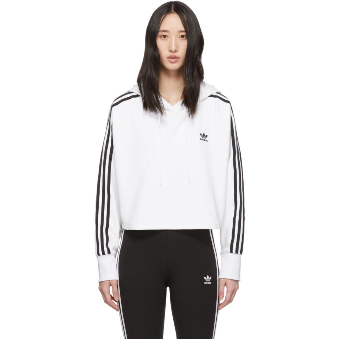 Photo: adidas Originals White Cropped Hoodie