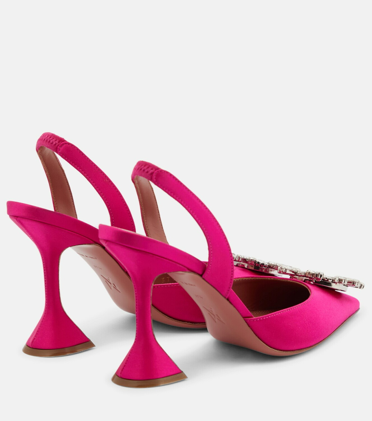 Amina Muaddi - Begum embellished satin slingback pumps