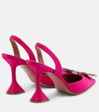 Amina Muaddi - Begum embellished satin slingback pumps