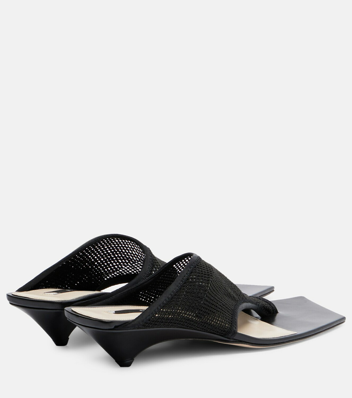 Christen Edge Stretch leather-trimmed mesh mules